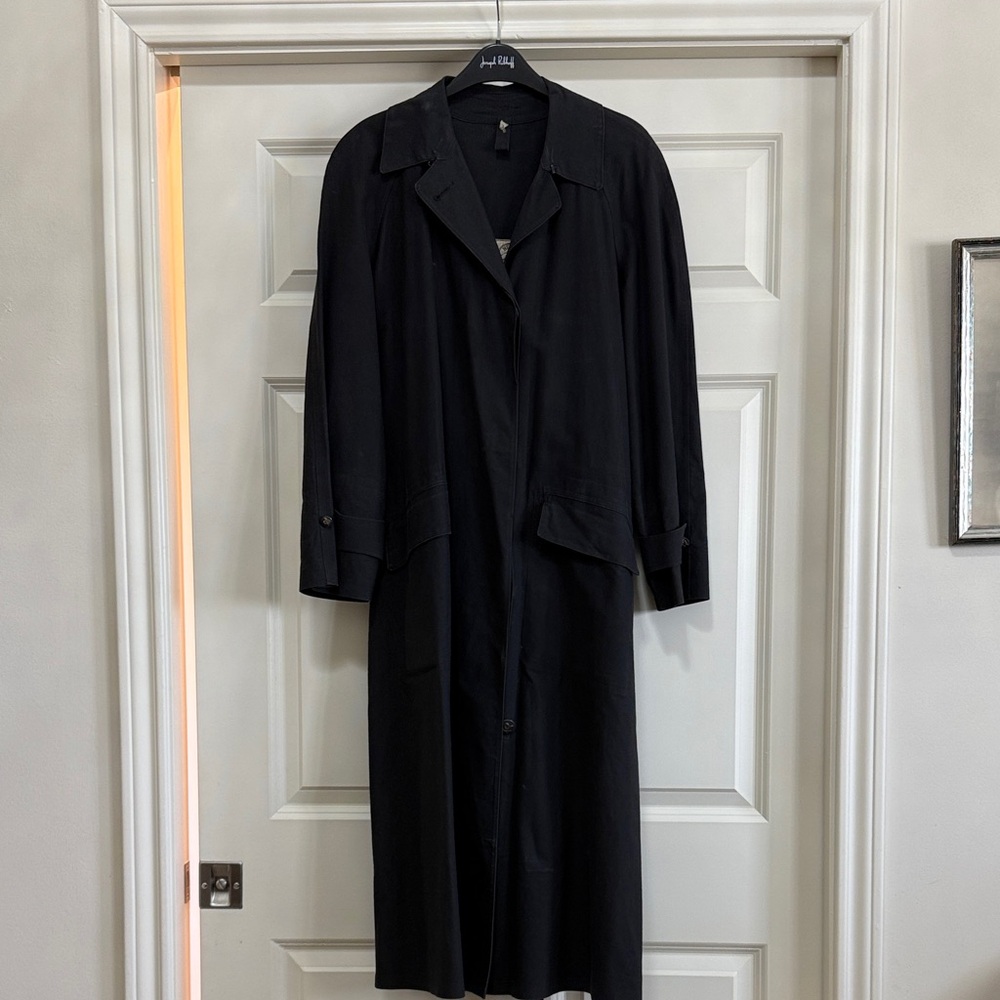 Hermés riding parka - coat black rubber lined vented size men’s S, see pics